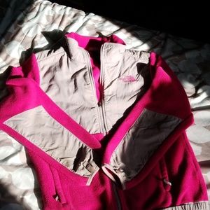 Northface Denalipinkgrey fleece girls jacket 14/16